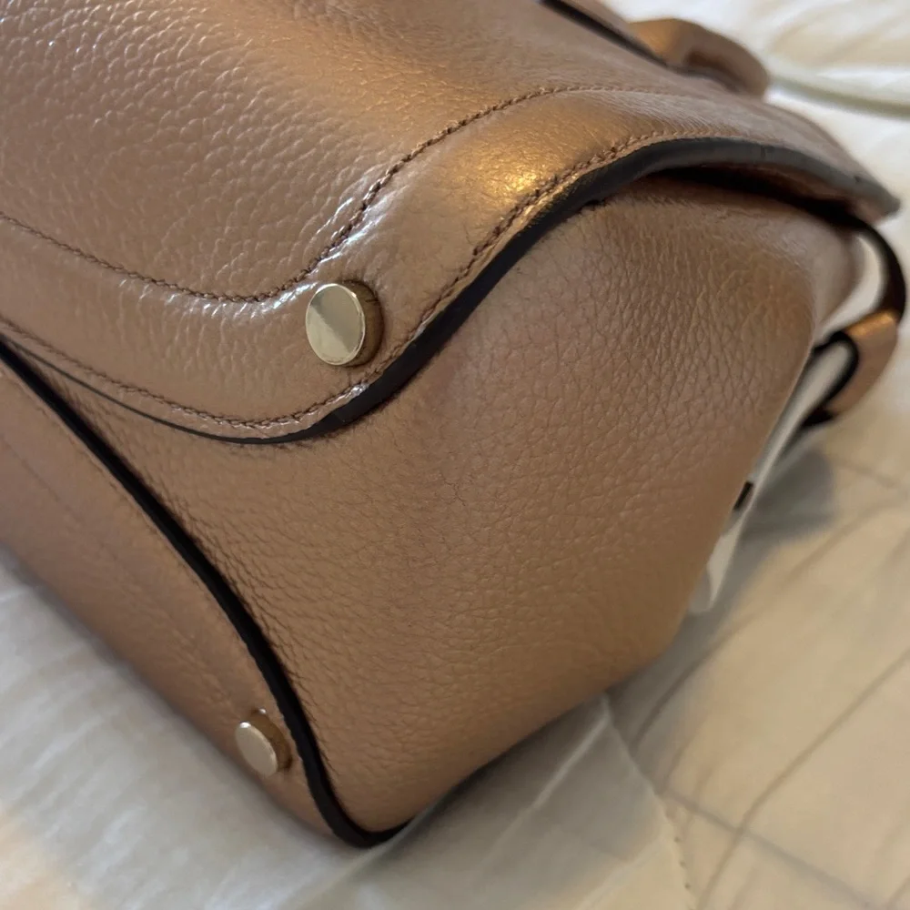 kate spade Rose Gold metallic Knot Medium Leather Satchel - Picture 12 of 13